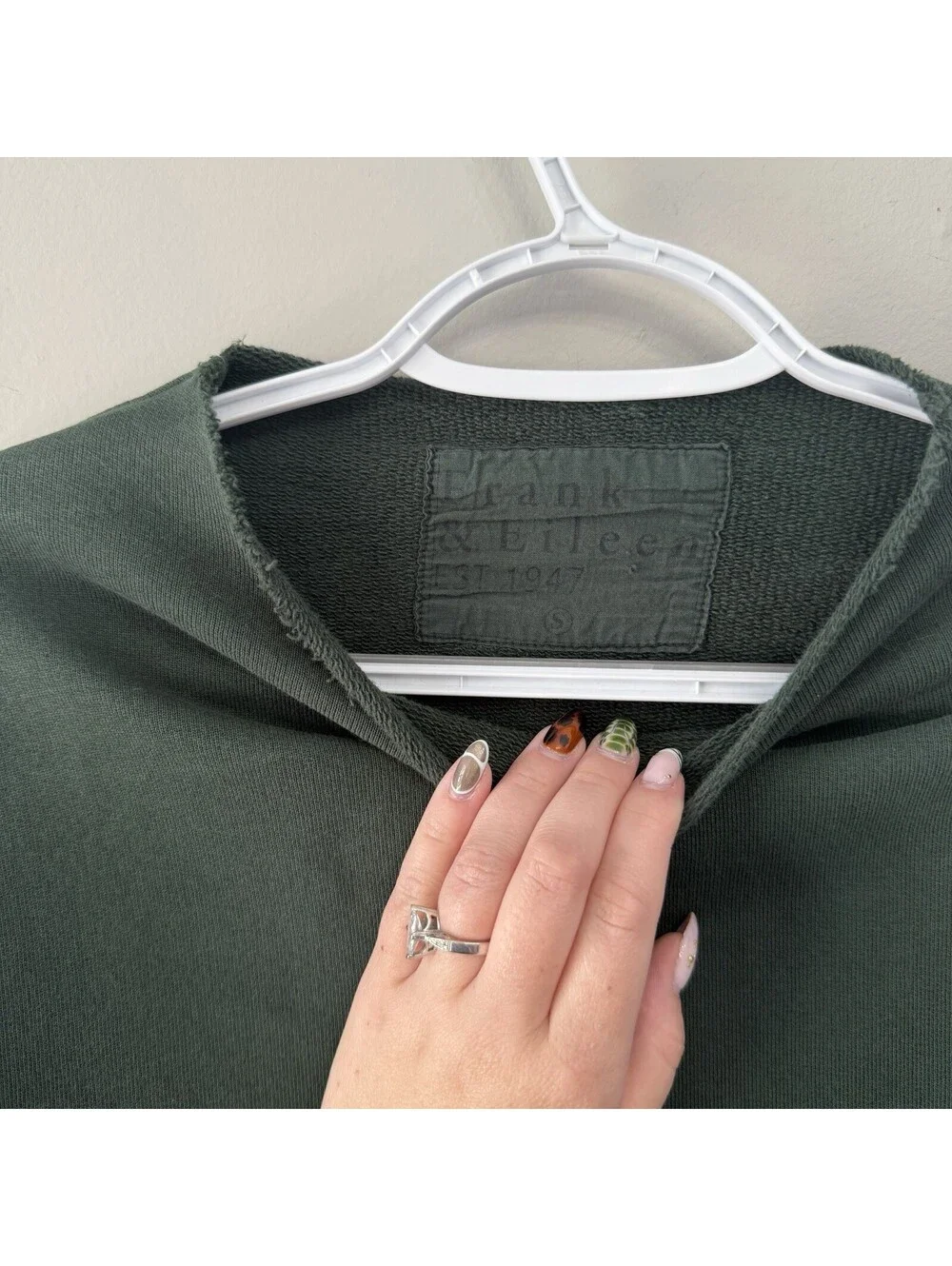 Frank & Eileen Izzie Sweatshirt Party Dress Evergreen Funnel Neck Size S Cotton